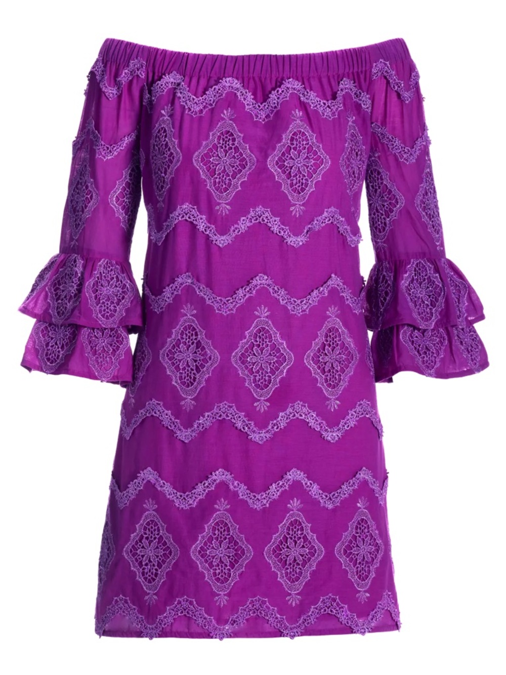 Purple Off-Shoulder Shift Dress
